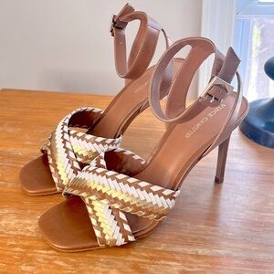 NEW Vince Camuto Ambrinna Braided Leather Ankle Strap Heels
